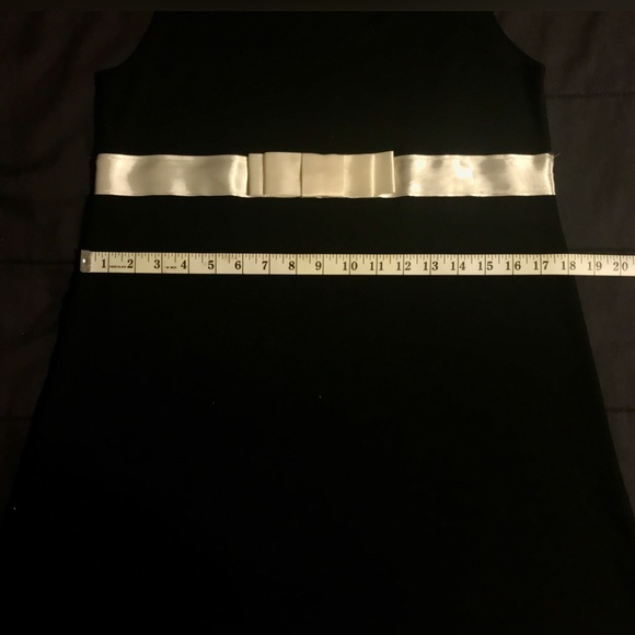 Vintage Mixed Blues Clothing Co Black with Silky White Bow Tie Waist Dress - M - Picture 5 of 6